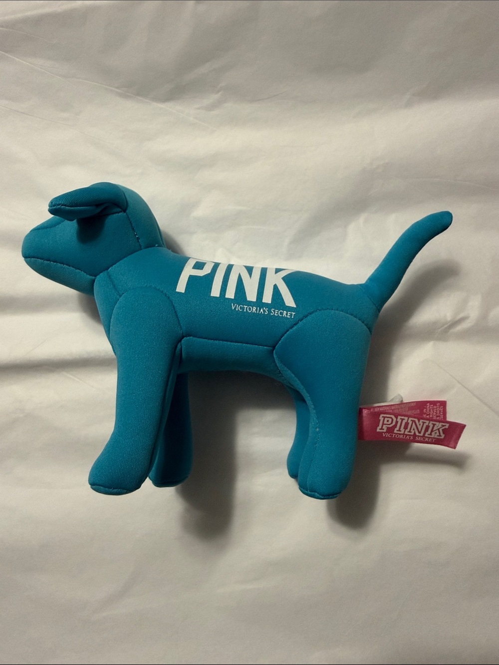 PINK Victoria's Secret Teal Plush Dog w/White PINK Logo - Picture 4 of 5
